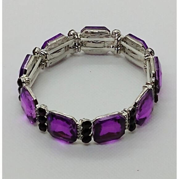 Stretch fuchsia rhinestone bracelet - Picture 1 of 6